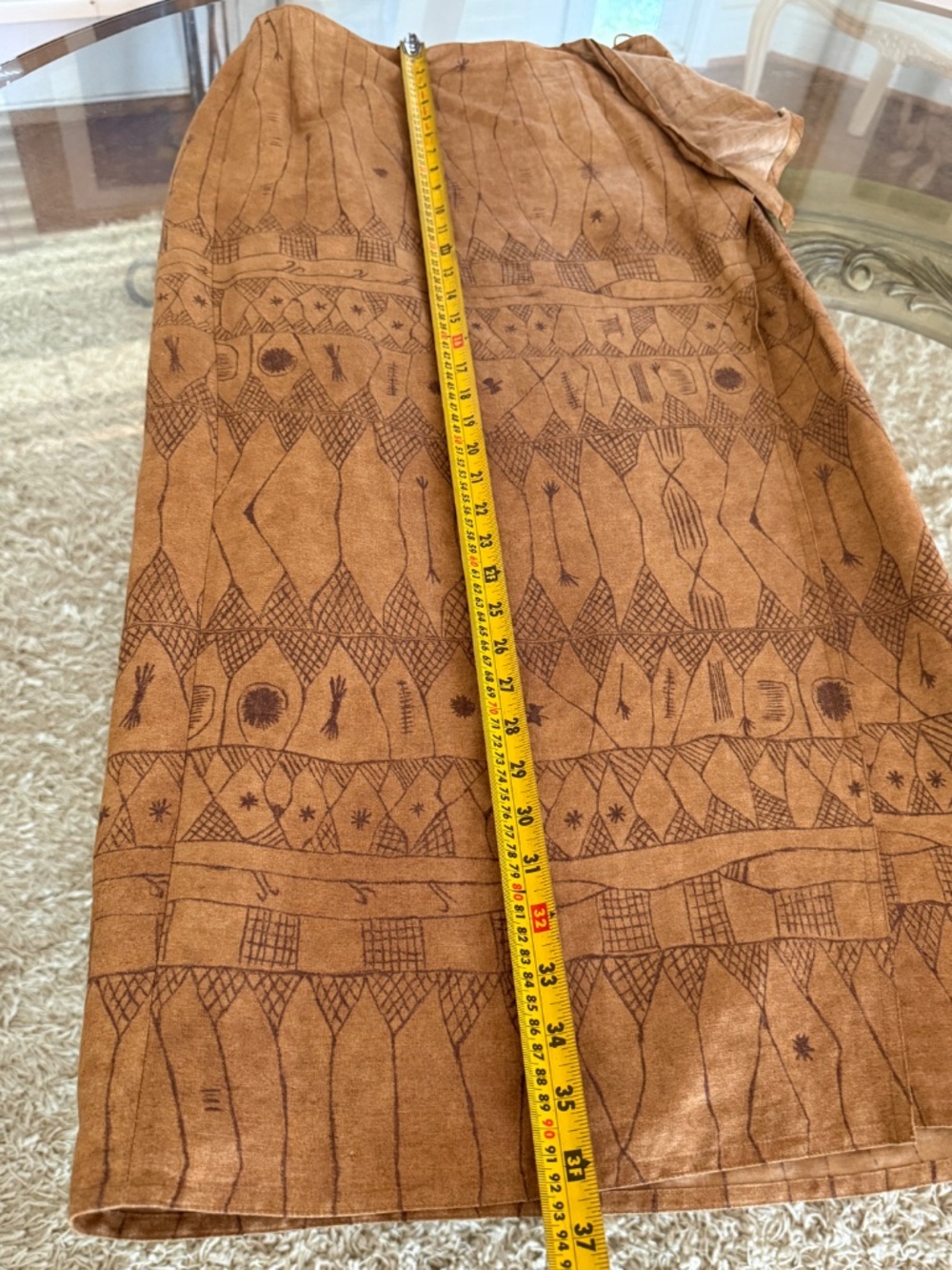 VTG Lauren Ralph Lauren Womens Maxi Tie Wrap Skirt 100% Linen 12 Boho Aztec - Picture 9 of 10